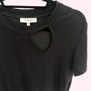 IRO IMAAN XS linen black t shirt size XS